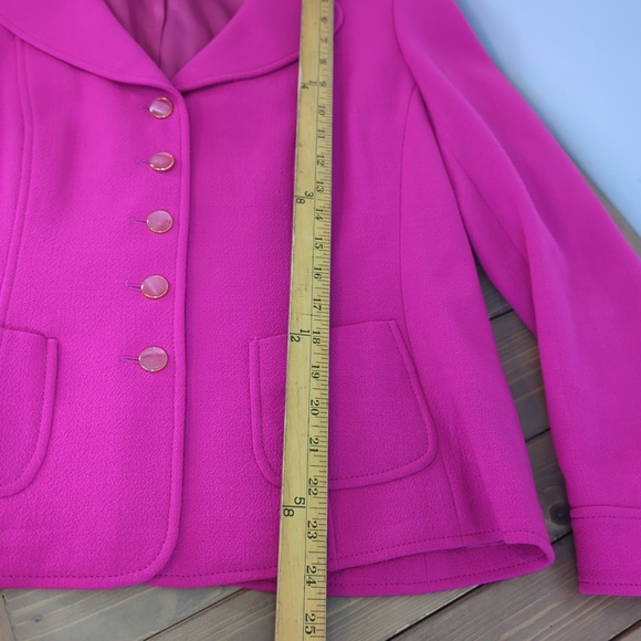 ESCADA Women's Magenta Fuchsia Virgin Wool Blazer Jacket Size 44 (US 14) Vintage - Picture 12 of 16